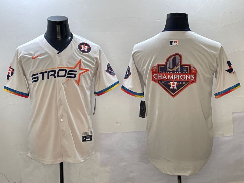 Men Houston Astros Blank Cream Fourth generation Joint Name 2025 Nike MLB Jersey style 41414